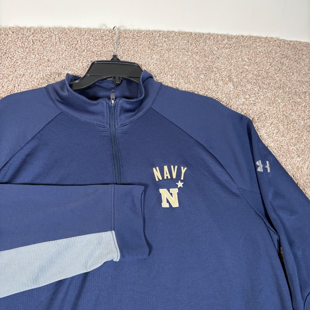 Under Armour Navy USNA ColdGear 1/4 Zip Pullover Mens 2XL Blue Grey